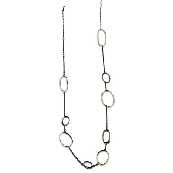 Vintage Hammered Metal Hoop Necklace - Picture 2 of 4